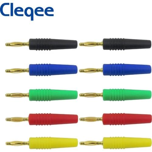 Cleqee P3011 10PCS 2mm Banana Plug Connector Gold Plated Adapter Welding Type for Electronic Test Leads