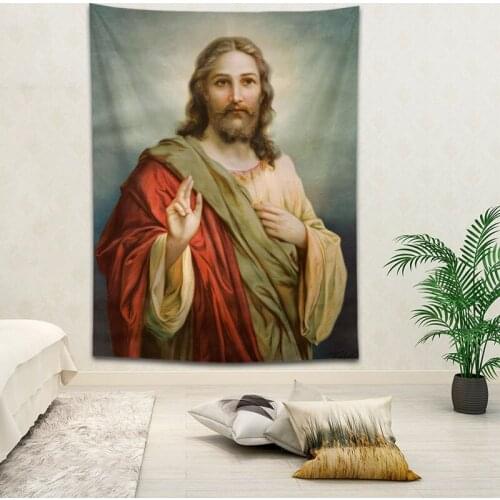 Custom Tapestry Jesus Christ Printed Large Tapestries Hippie Wall Hanging Bohemian Art Decoration Room Decor 100X150CM 130X150CM