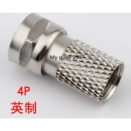 Cable TV connector British F head full copper sywv75-5 four-shielded cable screw self-tightening F connector