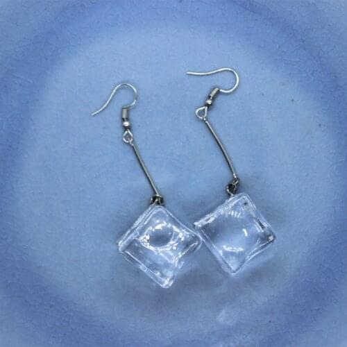 Exaggerated Acrylic Transparent Simulation Stereo Ice Cube Earrings Womens Fashion Creativity Personality Accessories Jewelry