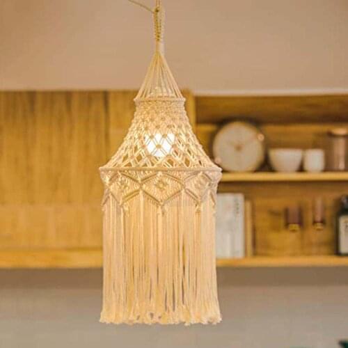 Macrame Lace Lampshades For Bedroom Living Room Art Decorative Handicraft Woven Cotton Rope Lamp Shade Tapestry Wall Hanging
