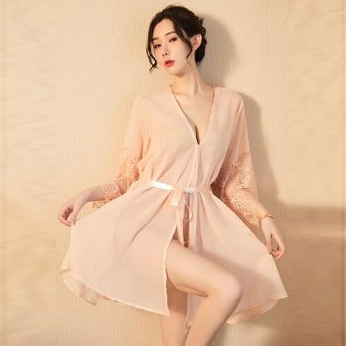 Fashion Sexy Underwear Female Pajamas Interesting Perspective Cardigan Adult Underwear Bed Bathrobe Home Clothes