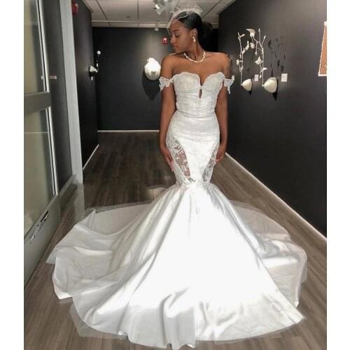 Fashion Sweetheart Wedding Dresses Sweep Train Custom Made Off the Shoulder Plus Size Garden Bridal Gowns Bridal Gowns