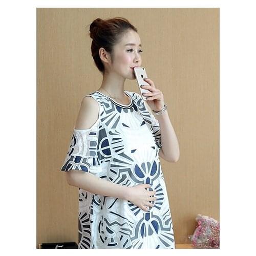 New summer short-sleeved maternity clothing fashion postpartum nursing clothing out loose nursing dress comfortable