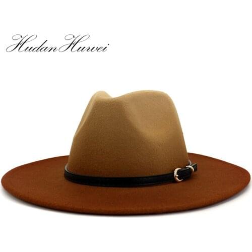 2020 New Fashion Wide Brim Wool Felt Fedora Hat Hat European American British Mens Womens New Style Paint Jazz Woolen Hat Caps
