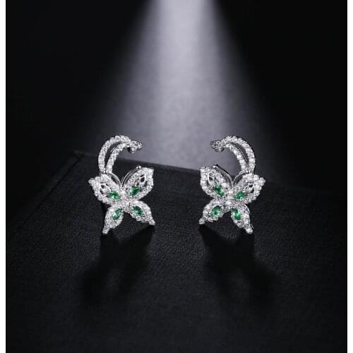 UMGODLY New Arrival Luxury Brand Butterfly Stud Earrings Cubic Zirconia Flower Earring Elegant Women Wedding Jewelry Gift