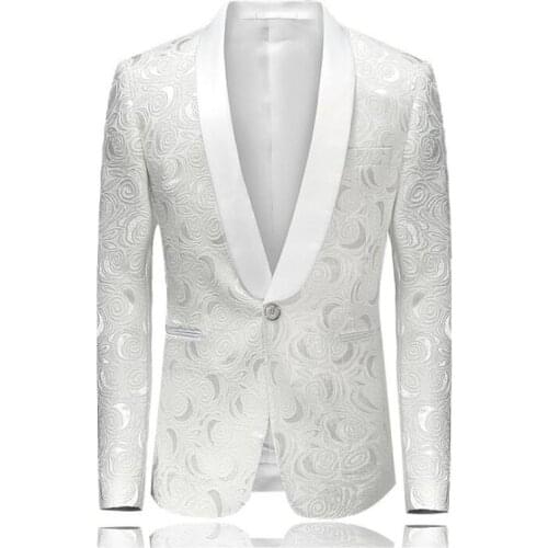 New New Fashion Mens Jacquard Suit Jacket Banquet Slim Blazer Youth Korean Casual Blazer Men