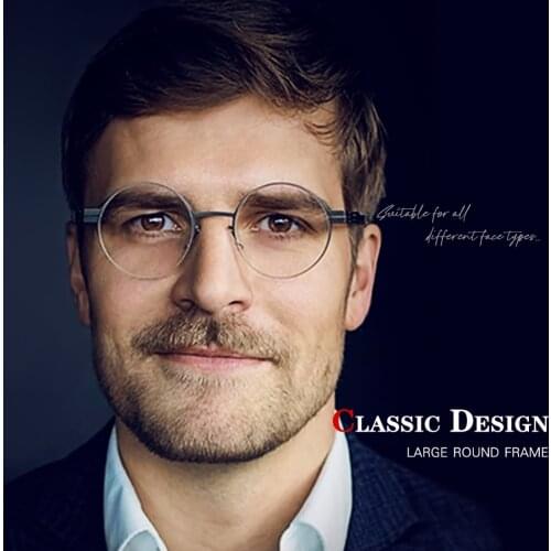 Stainless Steel Eyewear Prescription Eyeglasses Frames Women/Men Round Myopia Optical Glasses Frame with Clear Lens