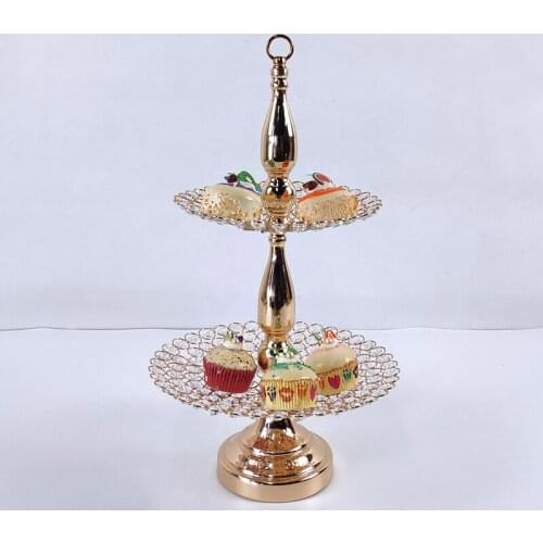 2020 new gold mirror cupcake stand crystal metal Party and family decoration large fruit plate fruit basket home set cake tool