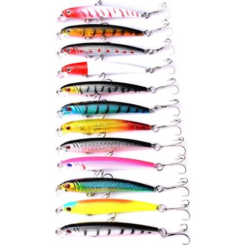 12PCS Fishing Lures Bait 3D Eye 7.5cm/5g Minnow Crankbait Wobblers Perch Artificial Bait Pike Carp Bait Swim Bait Fishing Lure