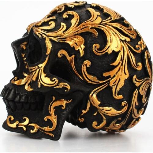 Halloween Resin Skull Head Statue Sculpt Carving Decoration