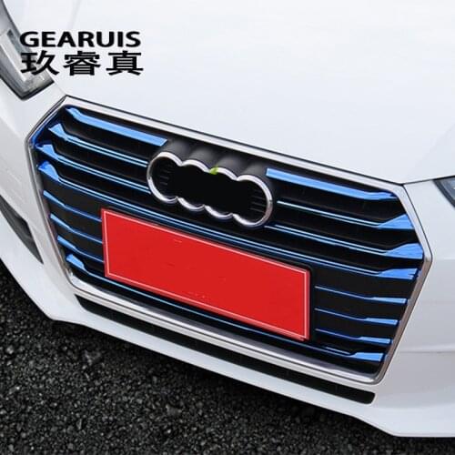 Car Styling For Audi A4 B9 Front Bumper Middle Grill Grids Trim Strips Auto Exterior Modification Accessories covers Stickers