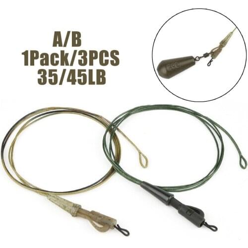 3pcs/Pack Ready Tied Helicopter Chod Rig Braided Lead Core Carp Leader Line Durable Ring Swivel Fishing Accessories