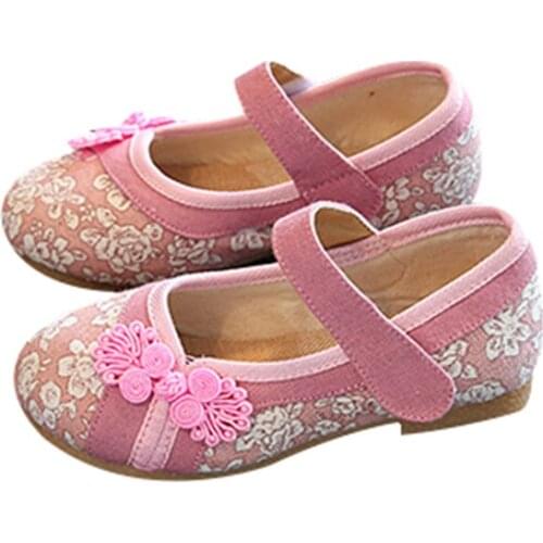 Childrens Hand-embroidered Shoes Girls Classic Embroidery Ethnic Style Rubber Bottom Kids Casual Shoes Giels Flats Size 26-35