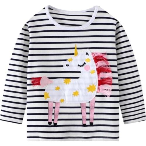 Striped spring new products childrens long-sleeved T-shirt cartoon pony girls bottoming shirt autumn long T round neck
