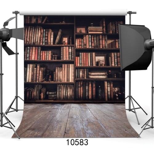 Vinyl Backgrounds for Photography Bookshelf Wooden Floor Computer Printed Photo Backdrops Photocall for Weddings Children Baby