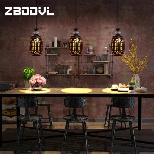 Vintage Industrial Lron Art Pendant Lamp Nordic Porous Loft E27 Bar/Restaurant/Coffee Shop/Study Black Lampshade Pendant Lights