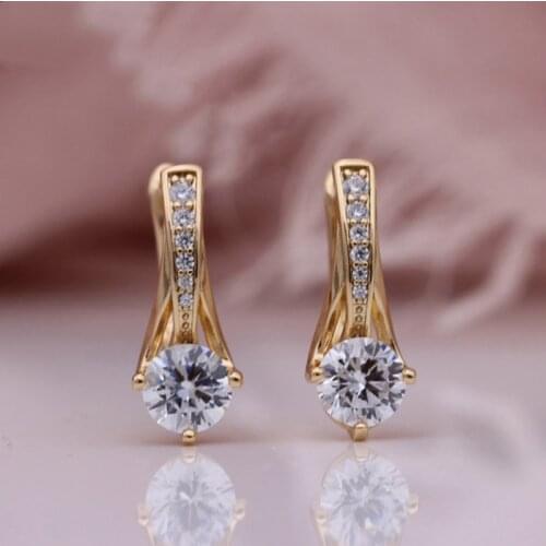 Ladies Dangle Earrings Exquisite Wedding Romantic Fashion Jewelry Rose Gold Round Green Zircon Hollow Earrings