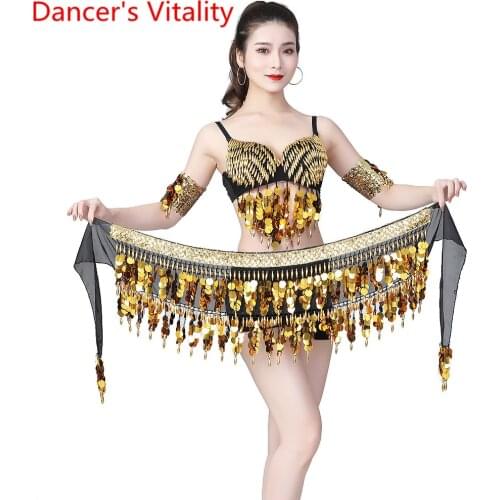 Women Belly Dance Coins Belt Belly dance Hip Scarf Costume Accessories Dancing Skirt Decoration
