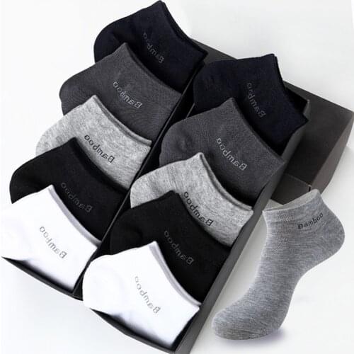 10 Pairs / Pack Mens Bamboo Fiber Socks Short High Quality New Casual Breatheable Anti-Bacterial Man Ankle Socks Men