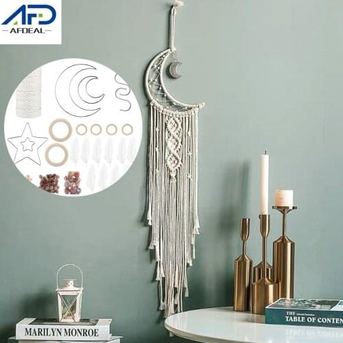 113pcs Macrame Cord Kit Twisted Cotton Cord with Crafts for Moon Shape Ring DIY Teether Macrame Kit Wall Hanging Plant Hanger