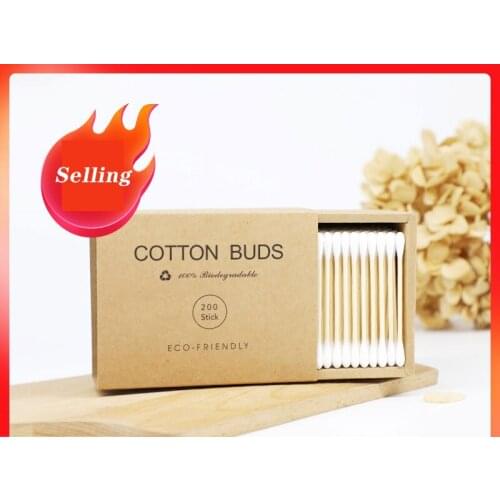 200PCS/Box Double Head Cotton Swab Bamboo Sticks Cotton Swab Disposable Buds Cotton For Beauty Makeup Nose Ears Cleaning