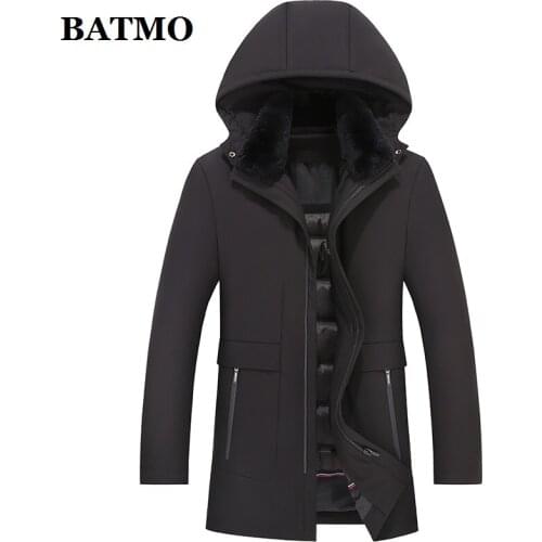 BATMO 2020 new arrival winter high quality 90% white duck down hooded jackets men,fake fur collar warm parka , thicked coat 2111