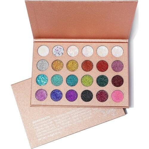 3 Pieces no brand 24 color shiny colorful metallic trend eye shadow palette private label custom logo eye shadow