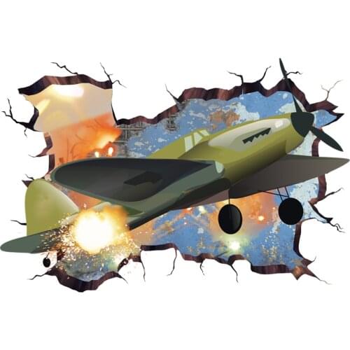 3D blue sky broken wall airplane wall sticker living room bathroom decor decals home decoration plane broken floor stickers