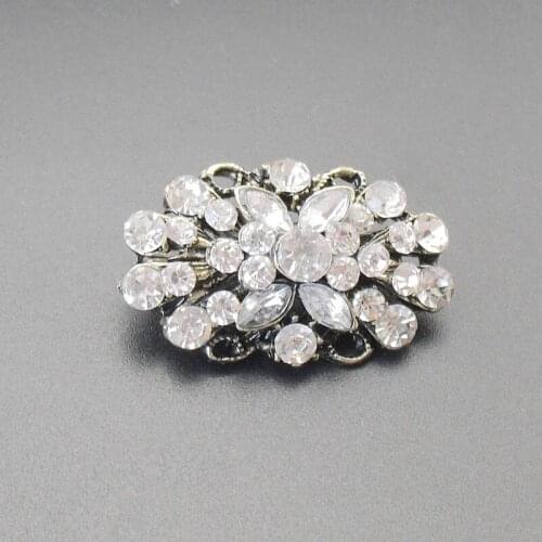 50pcs/pack Bronze Plating Small Flower Crystal Rhinestone Brooch Pins/Wedding Jewelry, ART202