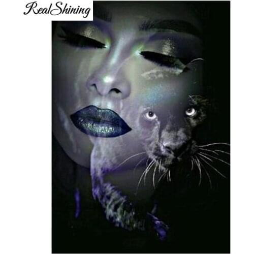 5D DIY Diamond Painting leopard and women Embroidery Full Square Round Cross Stitch animal people Rhinestone Mosaic Decor FS6946