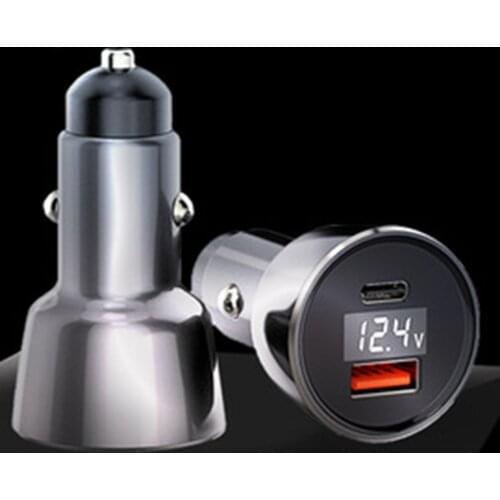 Aluminum Alloy Car Charger QC3.0PD45W Super Fast Charge Cigarette Lighter For Laptop LED Large Screen Instructions