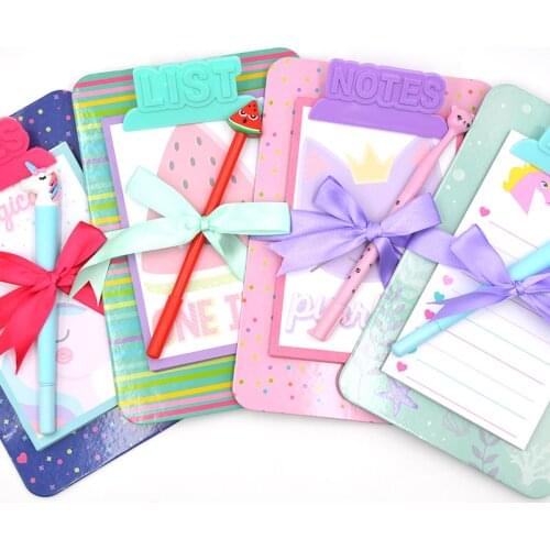 Unicorn Notebook with Clipboard Notebook Gel Pen Memo Pad School Supplies Note Book Office Supplies School Gift Set Tools