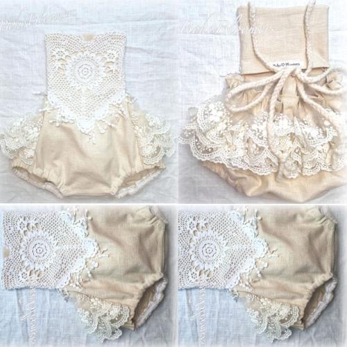 Canis Newborn Baby Girl Clothing Summer Lace Shoulder Strap Bodysuit Jumpsuit Outfit Clothes CA