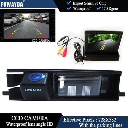 FUWAYDA Color CCD Car Chip Rear View Camera for Toyota RAV4 RAV-4 + 4.3 Inch foldable LCD TFT Monitor HD waterproof