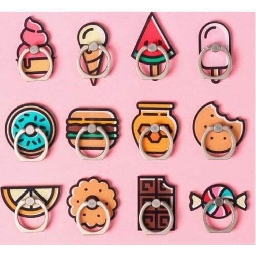 Mobile Phone Stand Holder Finger Ring Smartphone Cookie Candy Burger Food Holder Shark Lion Stand For All Phone