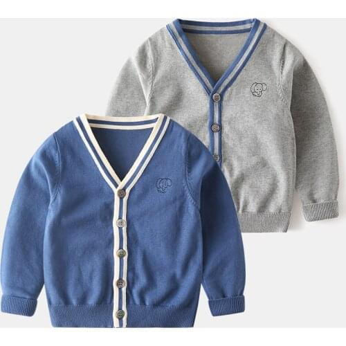 Childrens sweater Boys and girls pure cotton cardigan coat sweater