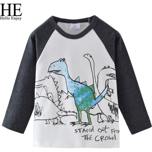 HE Hello Enjoy Baby Boys Tops Children T shirts Cartoon Long Sleeve Spring Autumn Kids Tee Shirt Brand Tshirt Children Clothes
