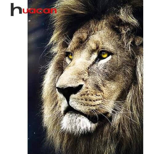 Huacan Full Diamond Embroidery Lion Diamond Mosaic Art Painting Animals Beaded Pictures Gift Handicraft Decoration For Home