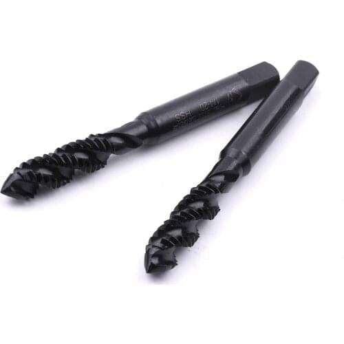 1Pcs 1/4-20 HSS Nitride-Coated Black/Silver Spiral Flute Tap CNC Multi-Tap Right Hand Threaded Tap