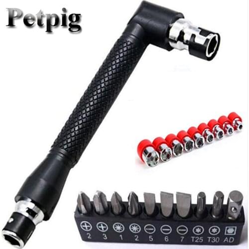 Petpig Dual Head L-shaped Mini Socket Wrench 1/4" 6.35mm Screwdriver Bits Key Utility Tool And Screwdriver Bit Drill Set