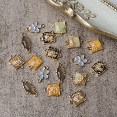 Fashion Handmade Components Zinc Based Alloy Connectors Daisy Flower Gold Yellow Enamel Jewelry DIY Findings Accessories, 10 PCs