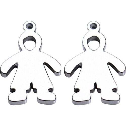 Fashion Jewelry Boy & Girl Pendants 4 Styles Stainless Steel Necklace Charms Pendant Fit Women Men Leather Chain Necklace Making