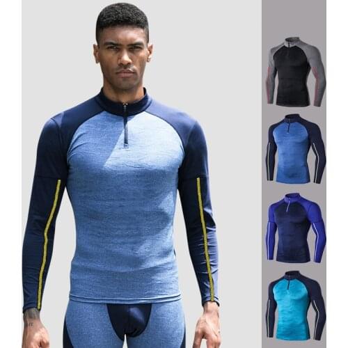 Mens Autumn and Winter Fitness Clothes Long Sleeve Pro Tight High Elastic Sportswear Camouflage Long Sleeve Running Shirt91504