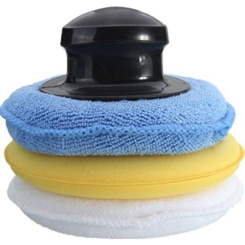 3+1 High-Density Polishing Waxing Sponge Set Microfiber Anti-Scratch Car Care Cleaning Polishing Sponge With Handle Waxing Pad