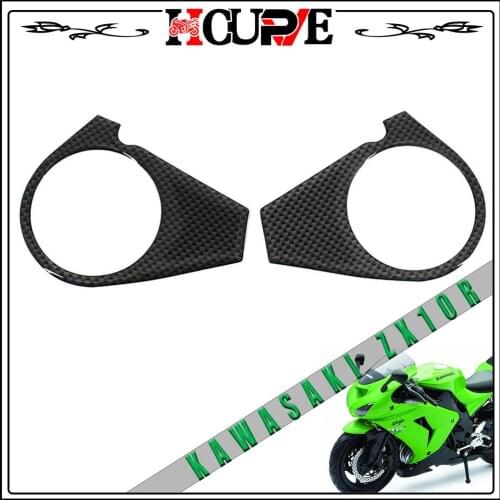 Motorcycle Carbon Fiber Decal Sticker Pad Triple Tree Top Clamp Upper Front End For KAWASAKI ZX10R ZX-10R ZX 10R 2006-2007