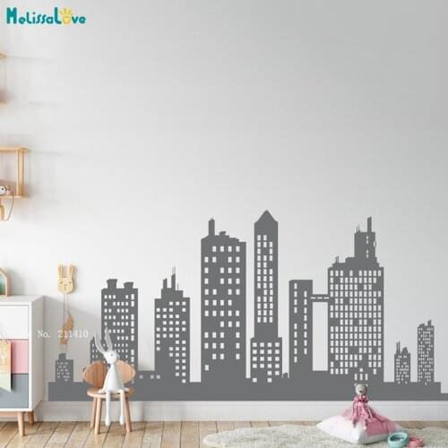 Night City Skyline Wall Decal Large Skyscraper Office Home Nursery Décor Removable Kids Boys Murals YT5998