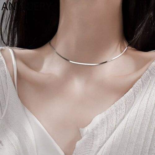 Delicate Shining Silver Color Chain Necklace For Woomen Girl Simple Clavicle Chain Party Jewelry