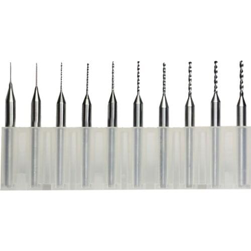 HUHAO 10pcs 0.3mm to 1.2mm PCB Print Circuit Board Drill Bits Carbide Micro CNC PCB Dremel End Mill Milling Hole