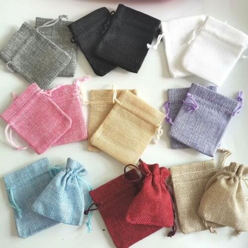 20pcs Linen Jute Drawstring Gift Bags Burlap Pouch Christmas Wedding Birthday Party Baby Supplies Jewelry Packing Sack Pouches